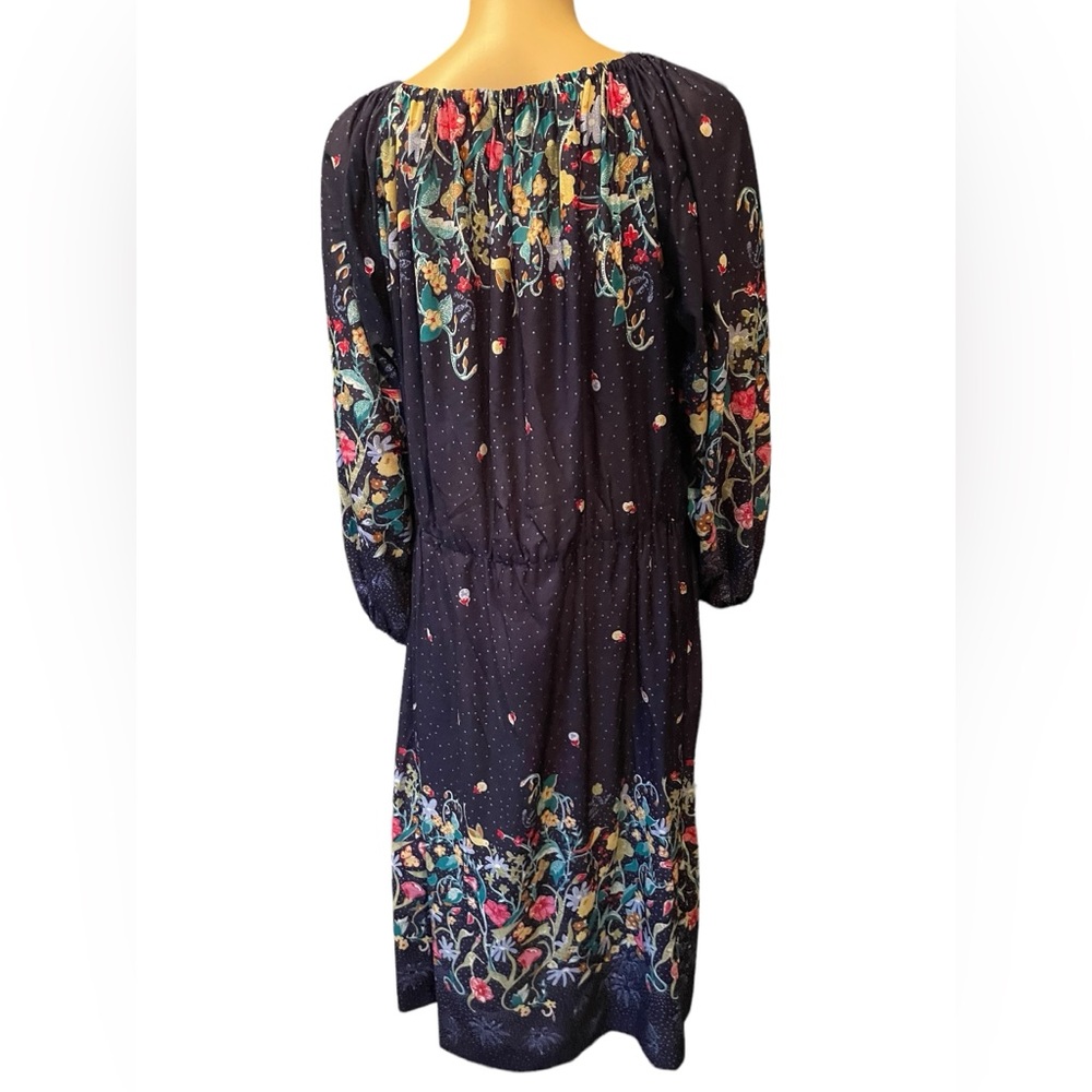 Vintage Home Sewn 70s Navy Floral Midi Dress - Picture 6 of 6